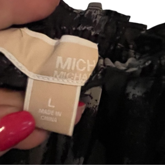 Micheal Kors size large black & silver silky off shoulder top long sleeve NWOT - Picture 7 of 9